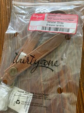 Thirty-one Caramel Leather Wristlet Strap